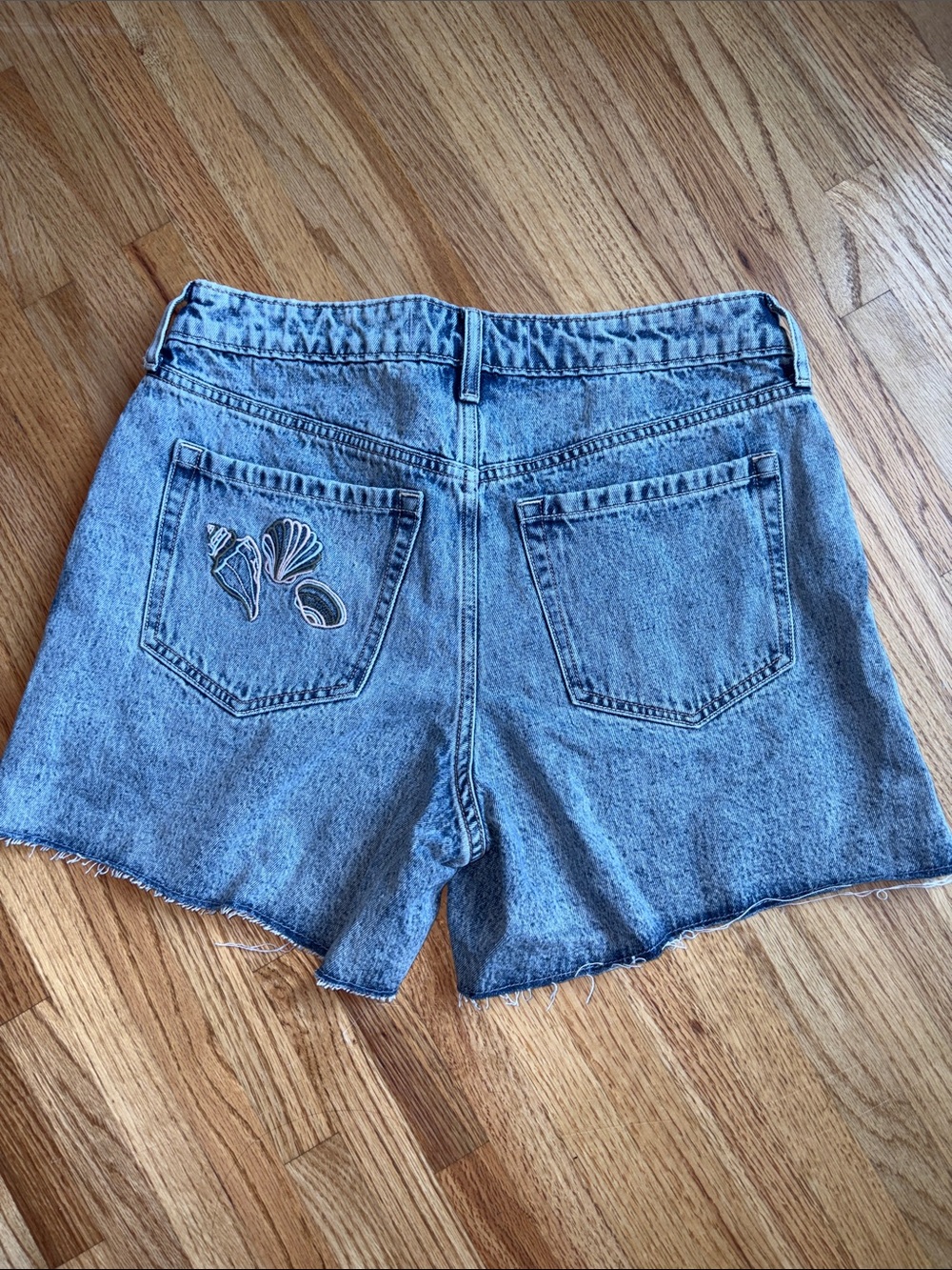 Hollister size 8 Light Blue Denim Cutoff Shorts with Shell Embroidery East Coast